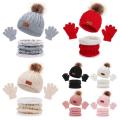 3-pieces Winter Knit Hat Scarf Set